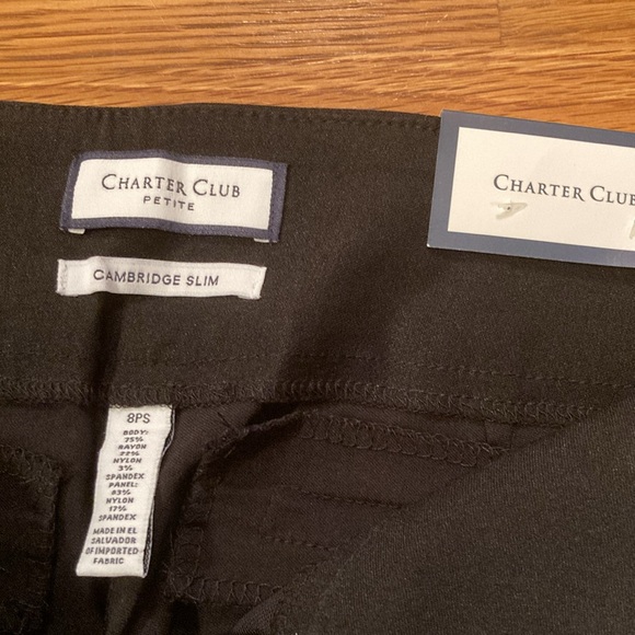 NWT Charter Club Cambridge Slim Leg Black Pull On Pants, size 8P SHORT - Picture 5 of 5